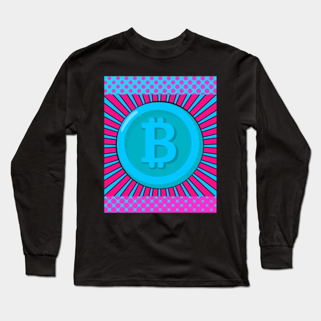 Bitcoin Pop Art Long Sleeve T-Shirt by RedSparkle 